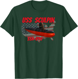 USS Sculpin SSN-590 Submarine Veterans Day Father Grandpa T-Shirt - T-Shirt | Forest
