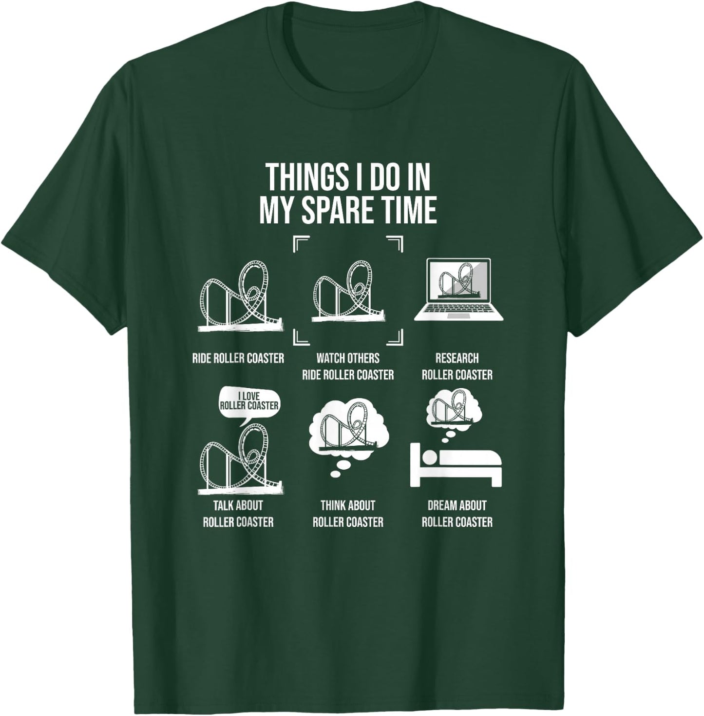 Things I Do in My Spare Time, Rollercoaster Theme Park T-Shirt - T-Shirt | Forest