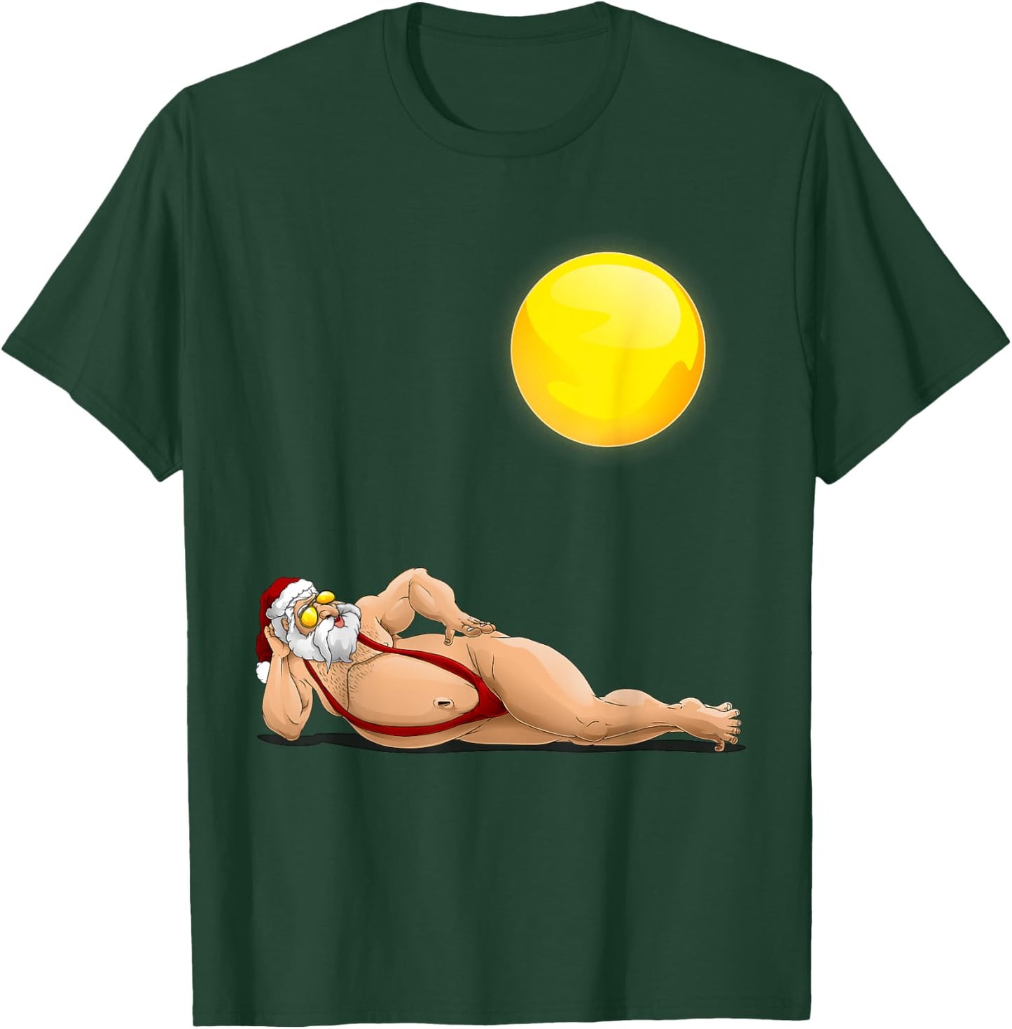 Funny Santa Sunbathing Red Mankini | Cool Beach Summer Gift T-Shirt - T-Shirt | Forest