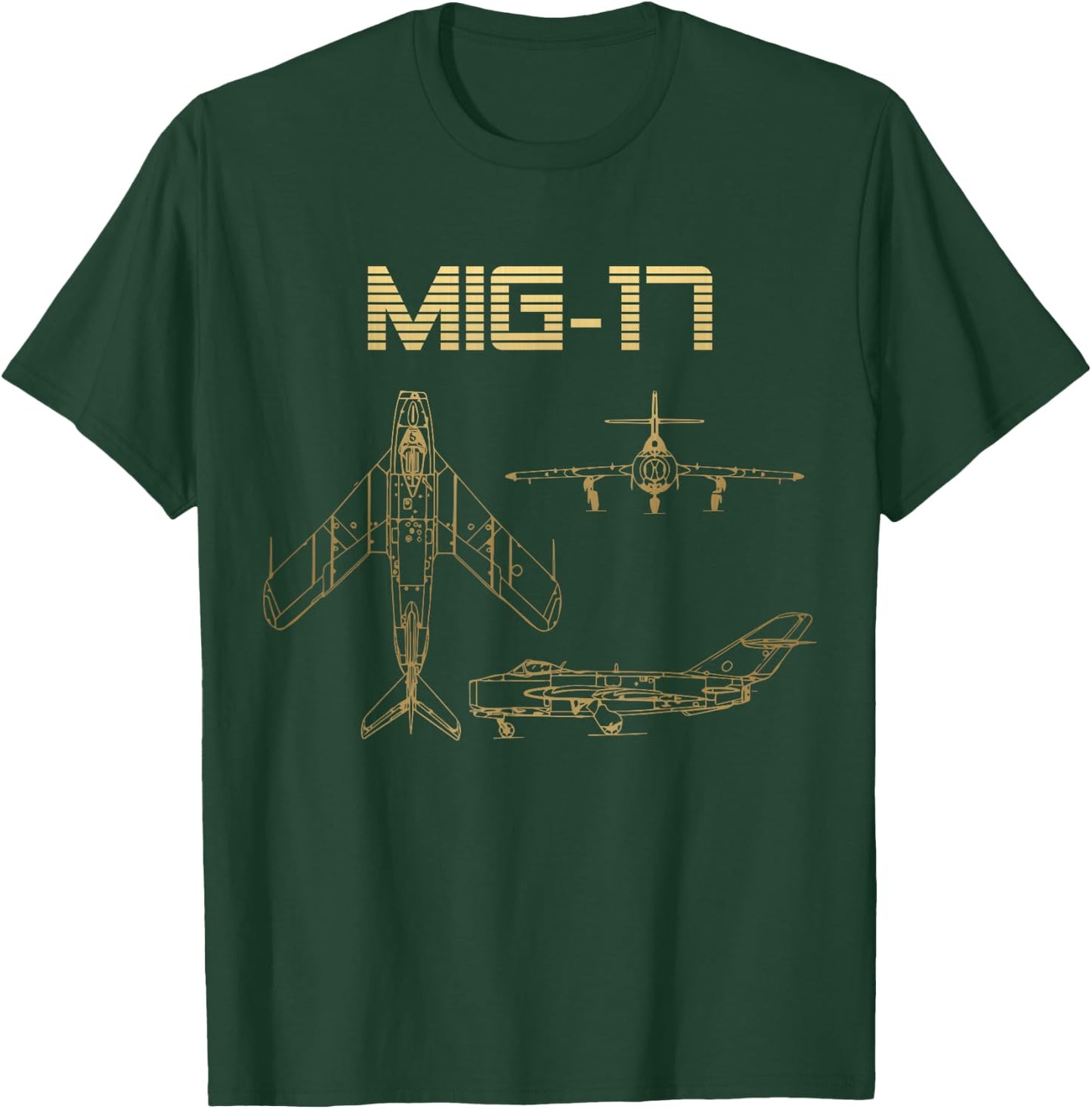Mig-17 Soviet Plane Warbird Blueprint Schematics Diagram T-Shirt - T-Shirt | Forest