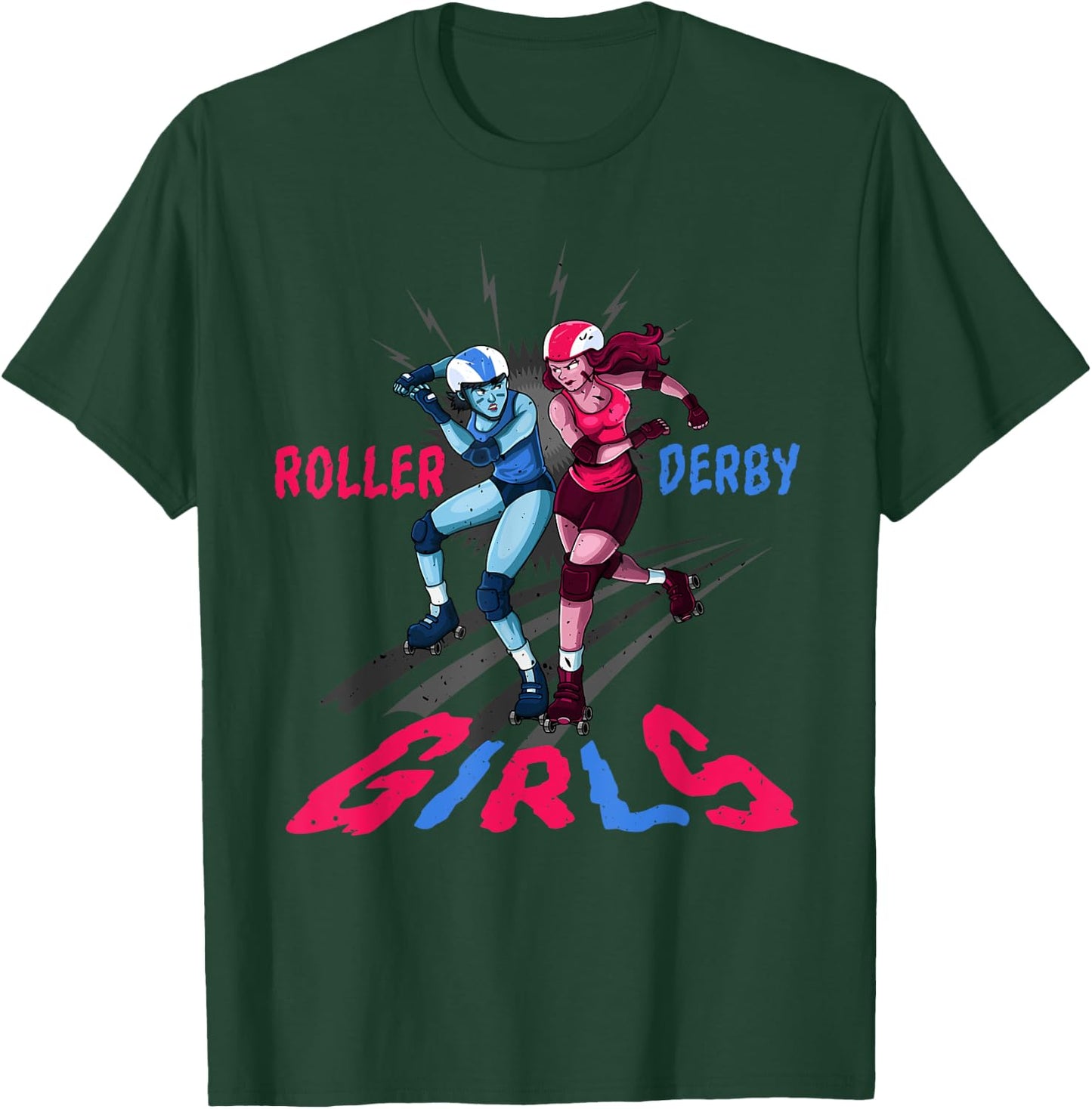 Roller Derby Girls Funny Jammer Skates Player T-Shirt - T-Shirt | Forest