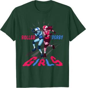 Roller Derby Girls Funny Jammer Skates Player T-Shirt - T-Shirt | Forest