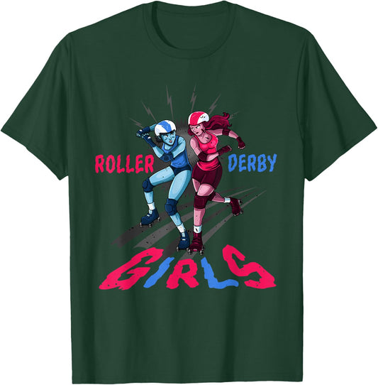 Roller Derby Girls Funny Jammer Skates Player T-Shirt - T-Shirt | Forest