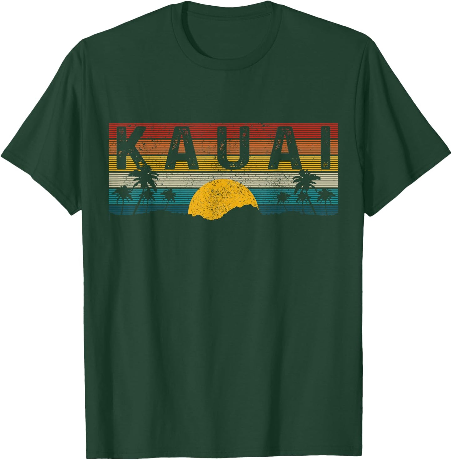 Kauai Hawaii Vintage Sunset Surfer Beach Souvenir T-Shirt - T-Shirt | Forest