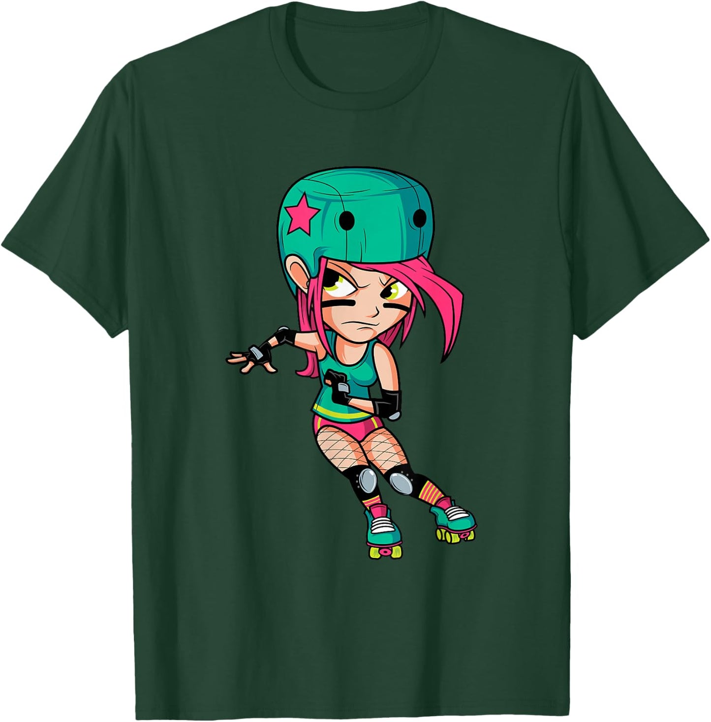 Funny Roller Derby Girl 70s 80s Skating Skater Women Gifts T-Shirt - T-Shirt | Forest