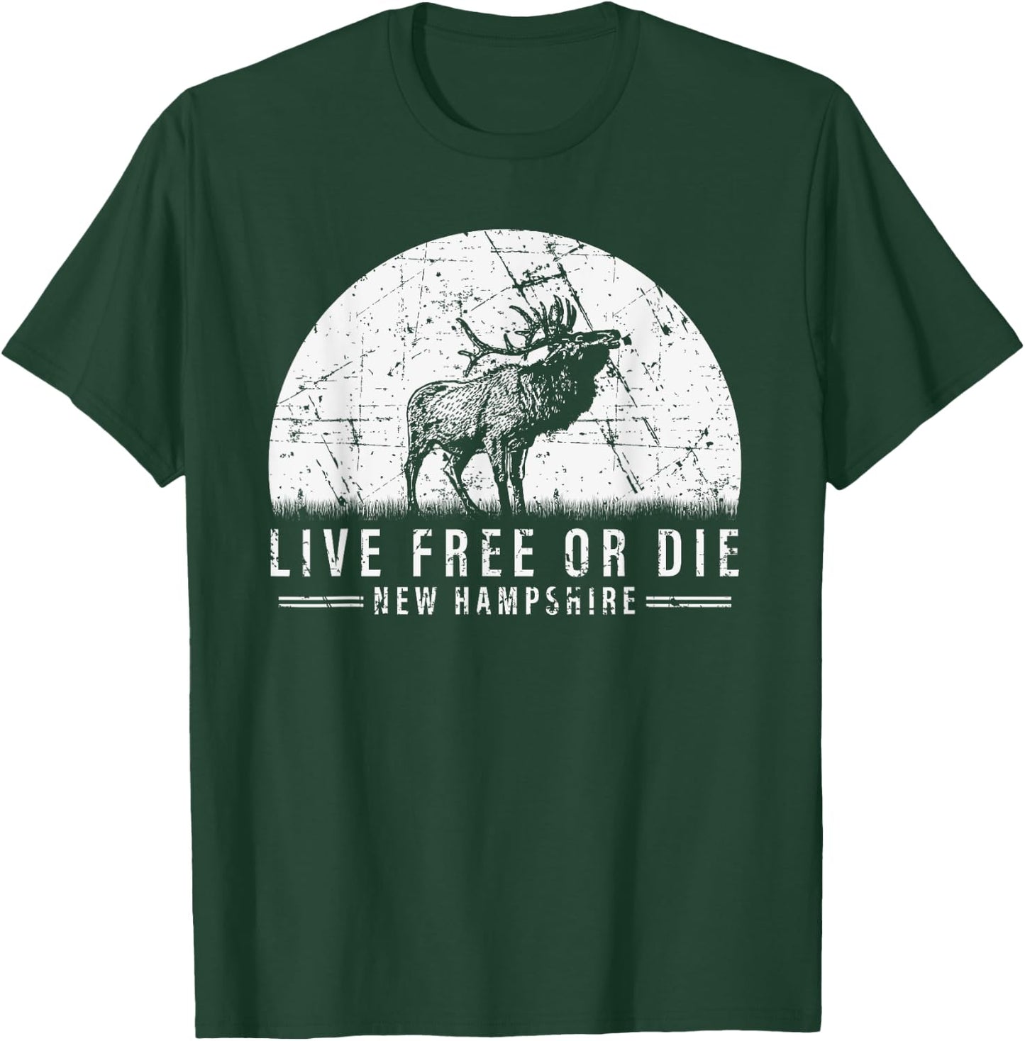 Live Free Or Die New Hampshire Nature Vintage Graphic T-Shirt - T-Shirt | Forest