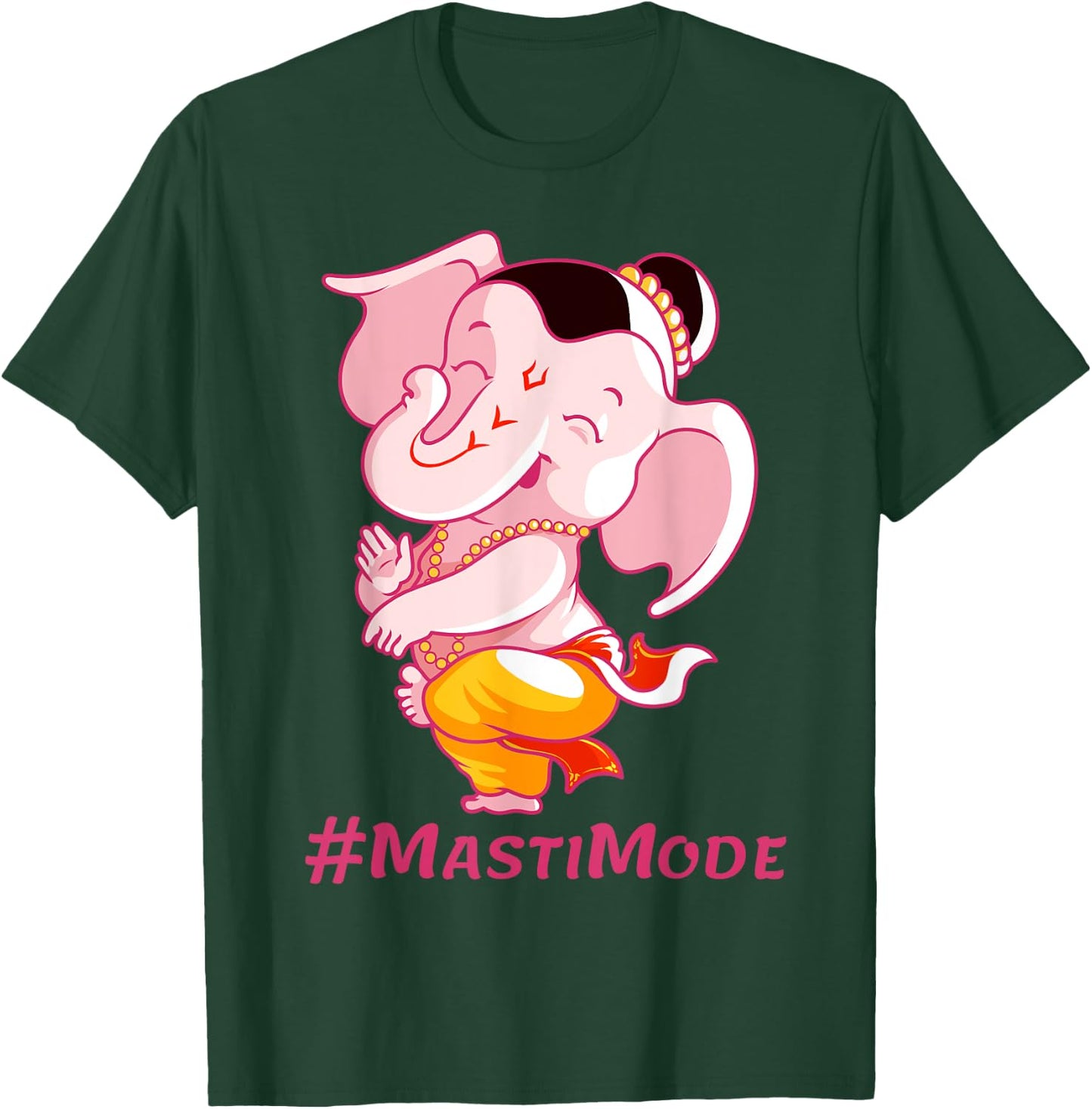 Dancing Lord Ganesha Image with Masti Mode Text T-Shirt - T-Shirt | Forest