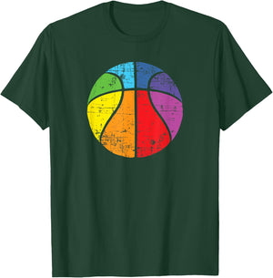 Rainbow Basketball Vintage Distressed Logo T-Shirt - T-Shirt | Forest