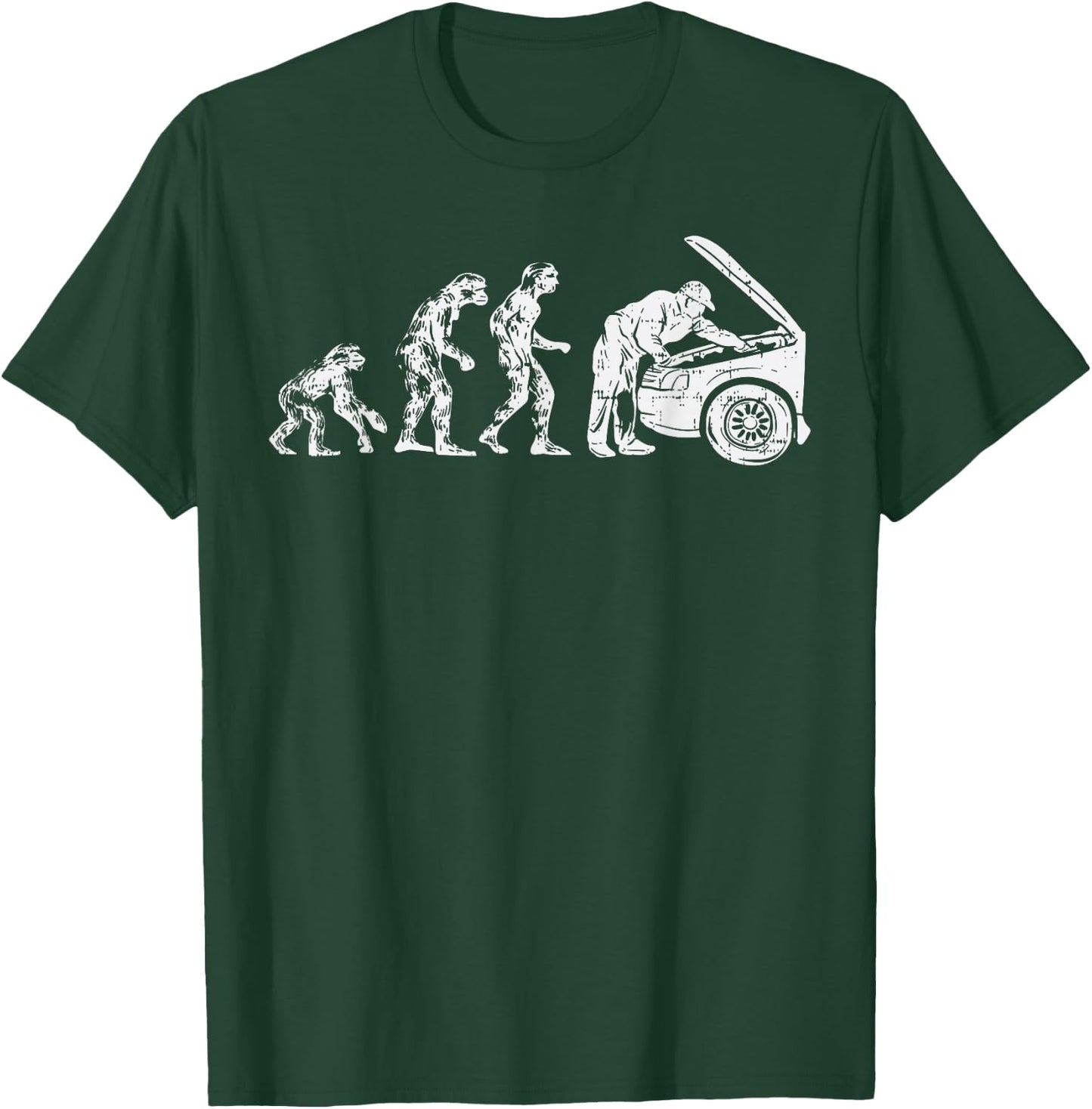 Human Evolution Car Mechanic Funny Automotive Dad Men Gift T-Shirt - T-Shirt | Forest