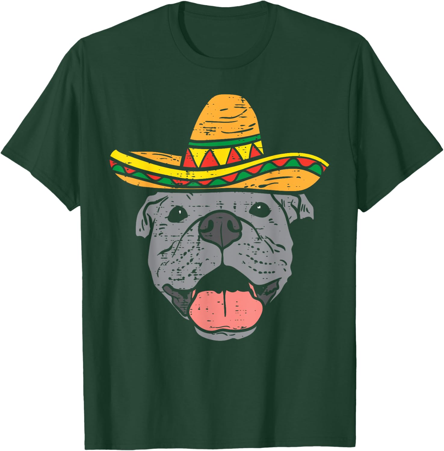 Pitbull Face Sombrero Cute Cinco De Mayo Mexican Pittie Dog Men Women Kids T-Shirt - T-Shirt | Forest