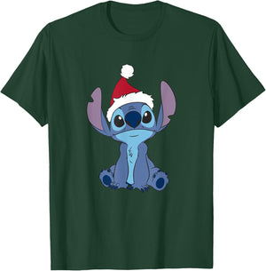 Disney Lilo & Stitch Christmas Innocent Looking Santa's Hat T-Shirt - T-Shirt | Forest