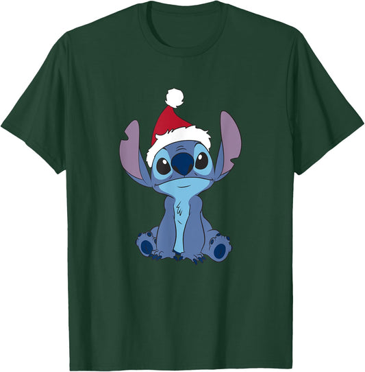 Disney Lilo & Stitch Christmas Innocent Looking Santa's Hat T-Shirt - T-Shirt | Forest