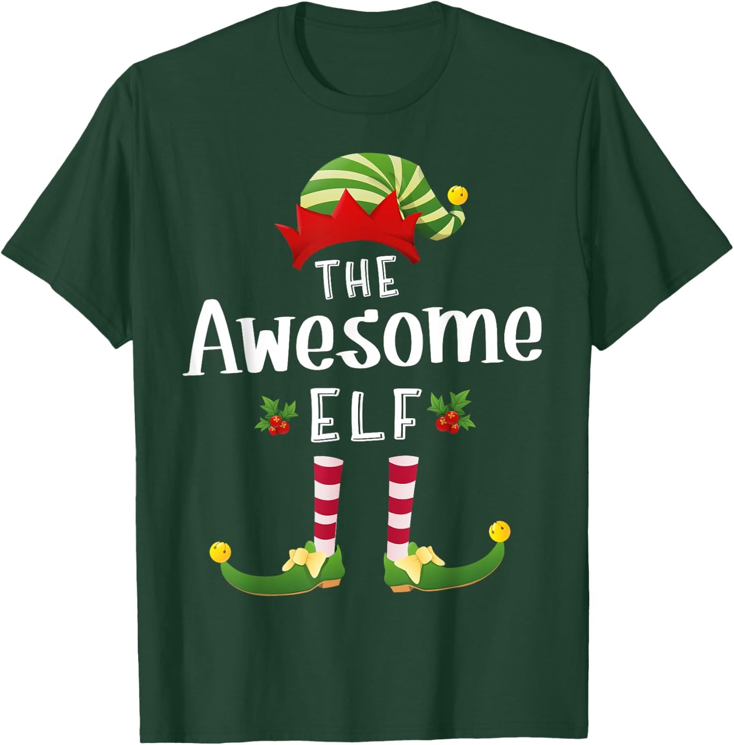 Awesome Christmas Elf Matching Pajama X-Mas Party T-Shirt - T-Shirt | Forest