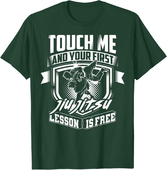 Funny Jiu Jitsu Gift Men Kids Boys Cool First Lesson Is Free T-Shirt - T-Shirt | Forest