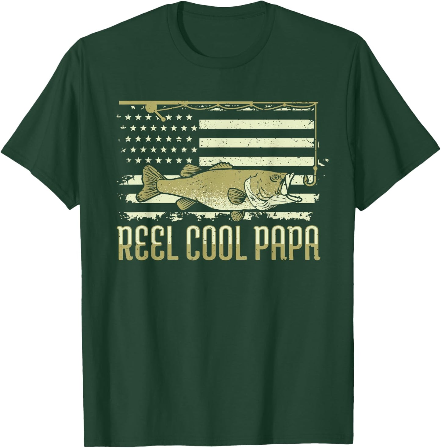Fishing Gift Dads: Reel Cool Papa T-Shirt - T-Shirt | Forest