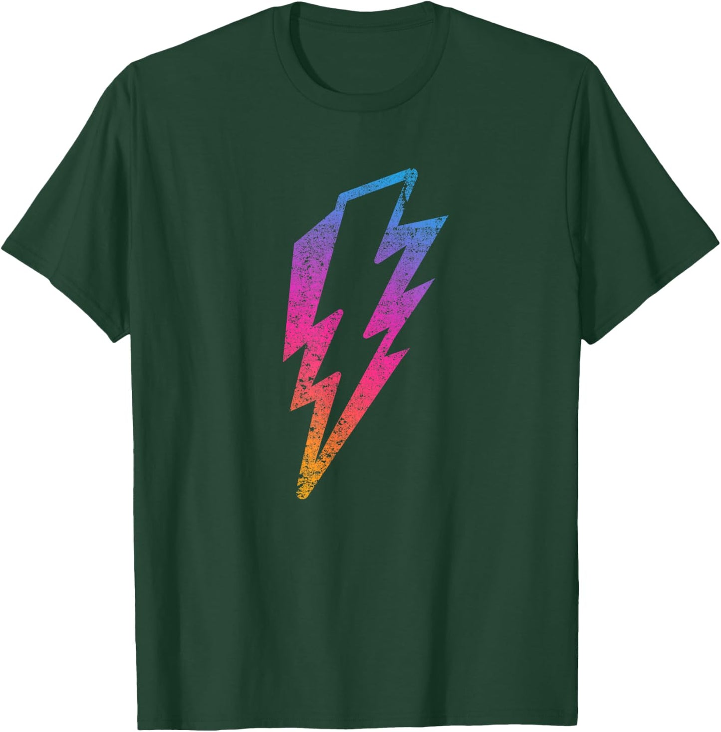 Multicolor Lightnings Powerful Distressed Bolts T-Shirt - T-Shirt | Forest