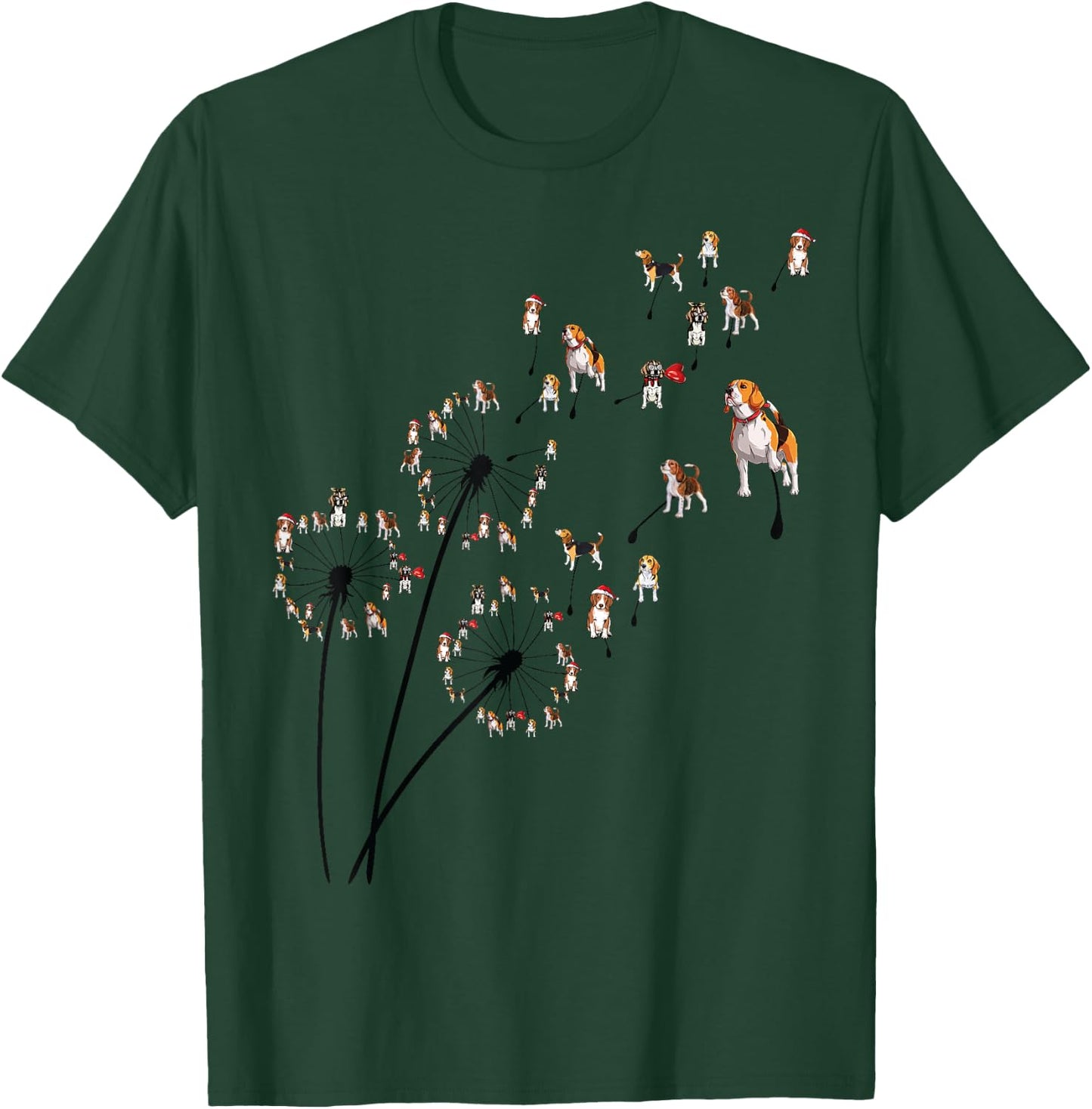 Beagle Flower Fly Dandelion for dad and mom and kids funny T-Shirt - T-Shirt | Forest