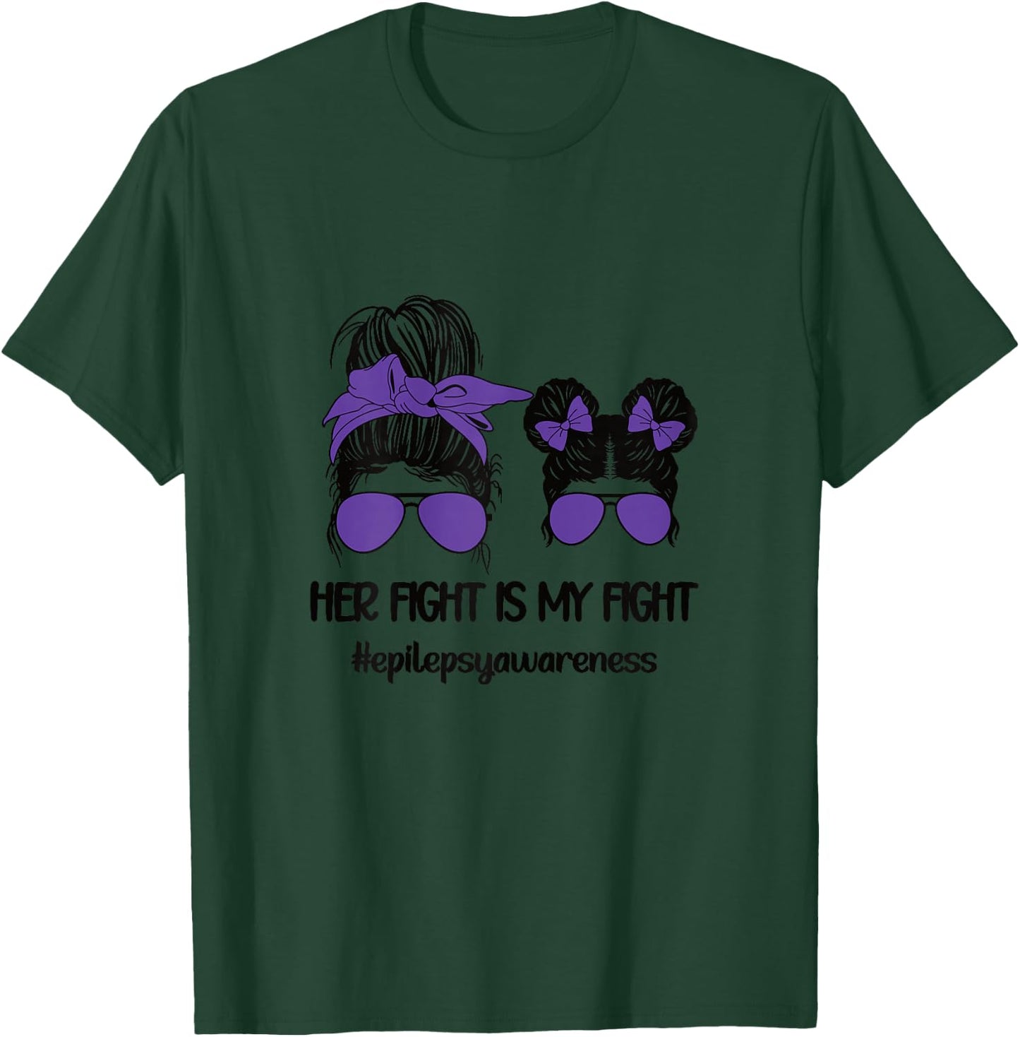 Her Fight is My Fight | Epilepsy Survivor Purple Ribbon T-Shirt - T-Shirt | Forest