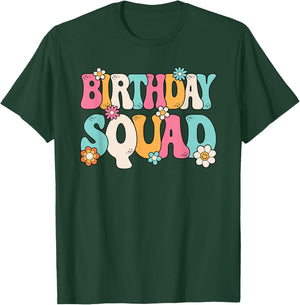 Groovy Birthday Squad Men Women Boys Girls Teens Kids T-Shirt - T-Shirt | Forest