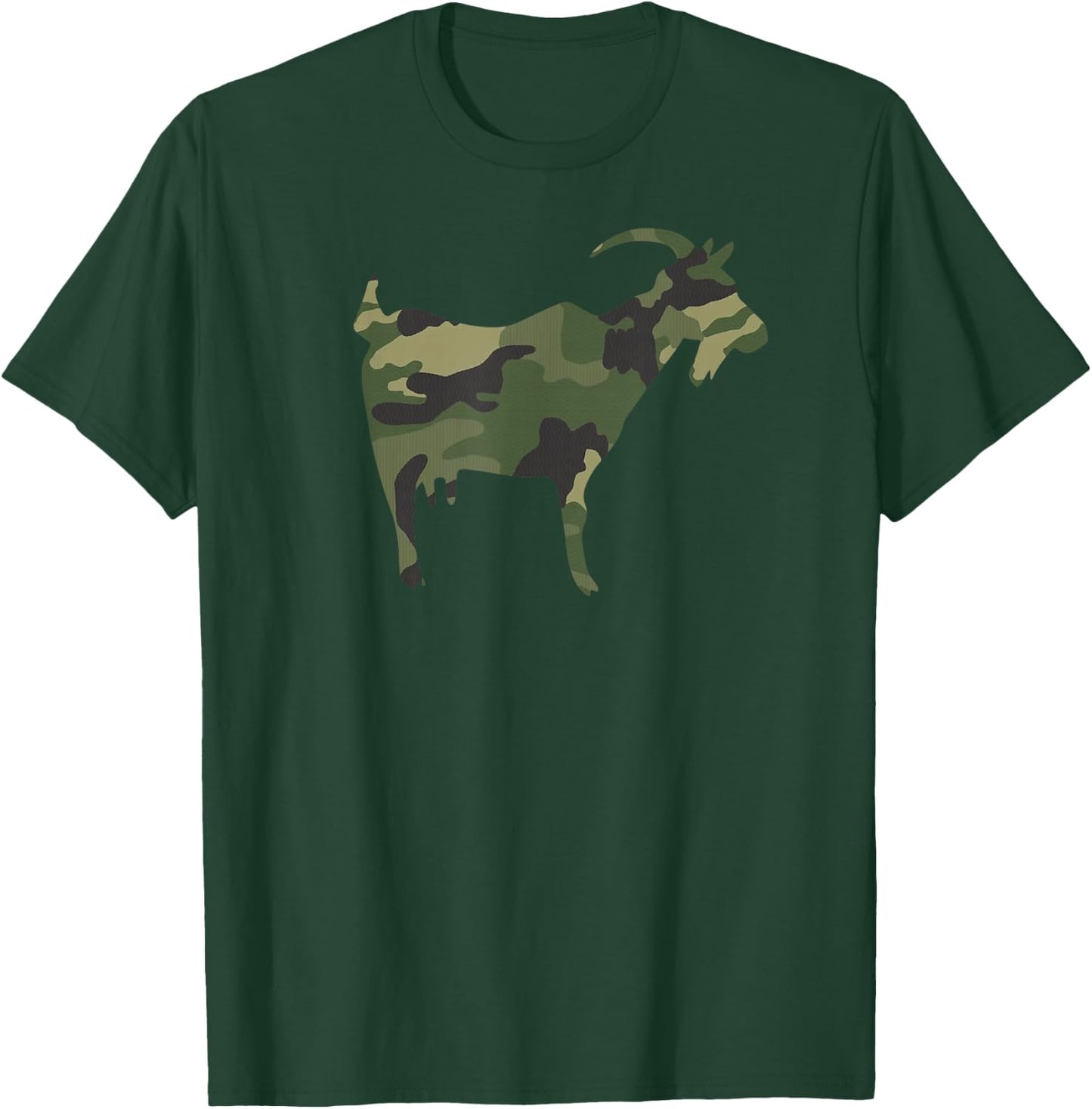 Camo Goat Funny Camouflage Pattern Army Colours Farm T-Shirt - T-Shirt | Forest