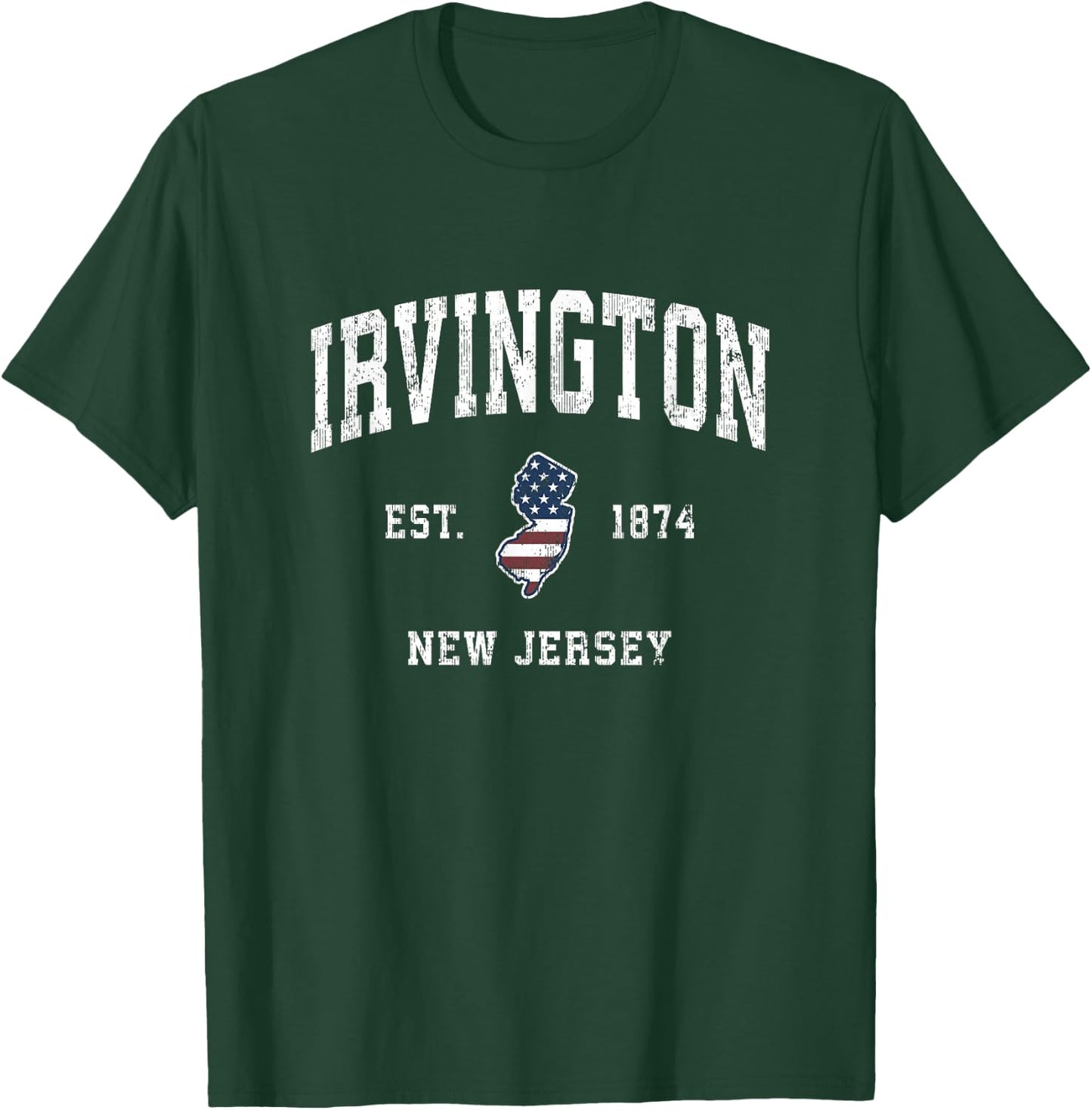 Irvington New Jersey NJ Vintage American Flag Sports Design T-Shirt - T-Shirt | Forest