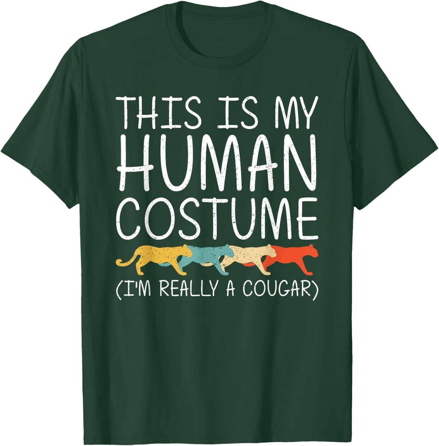Cougar Halloween Human Costume Puma Animal Easy DIY Gift T-Shirt - T-Shirt | Forest