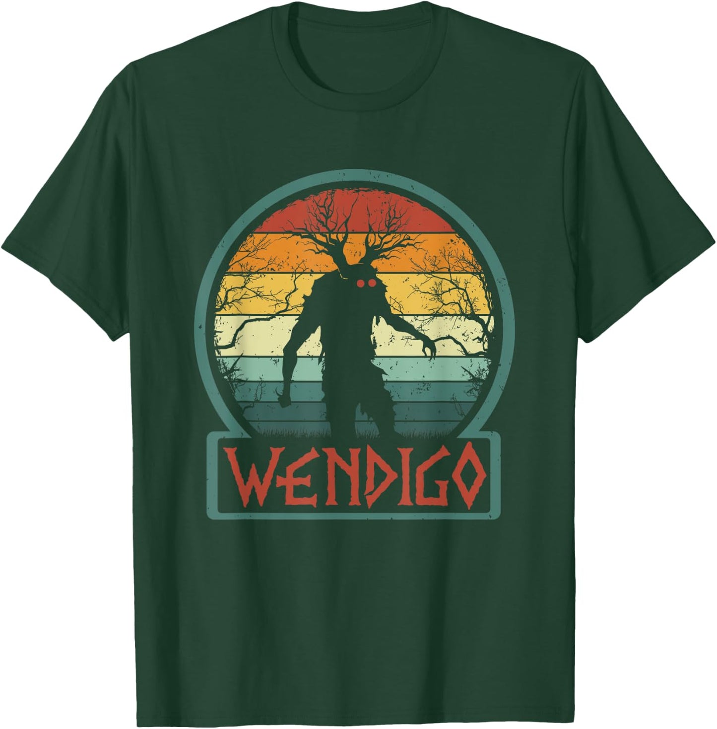 Retro Wendigo - Cool Vintage Skinwalker Cryptid Monster T-Shirt - T-Shirt | Forest