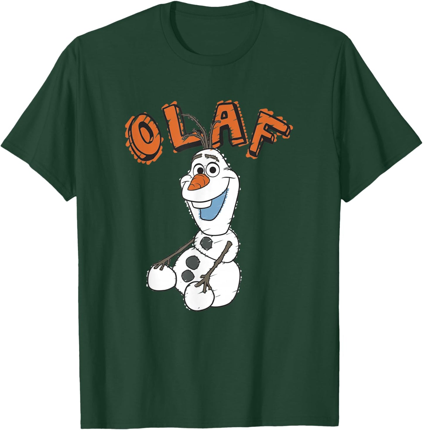 Disney Frozen Vintage Olaf Portrait Orange Sketch Logo T-Shirt - T-Shirt | Forest