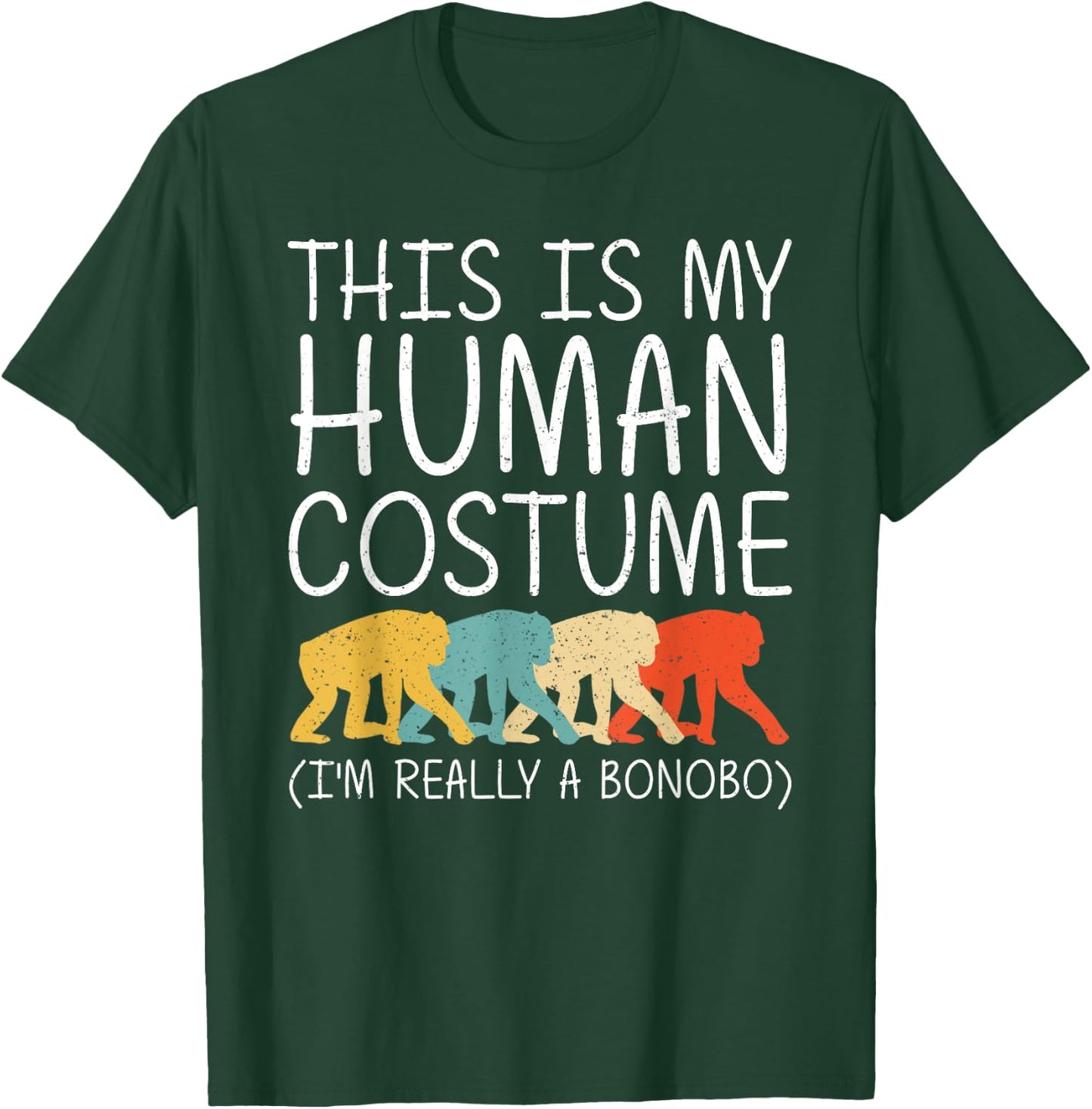 Bonobo Halloween Human Costume Chimpanzee Ape Easy DIY Gift T-Shirt - T-Shirt | Forest