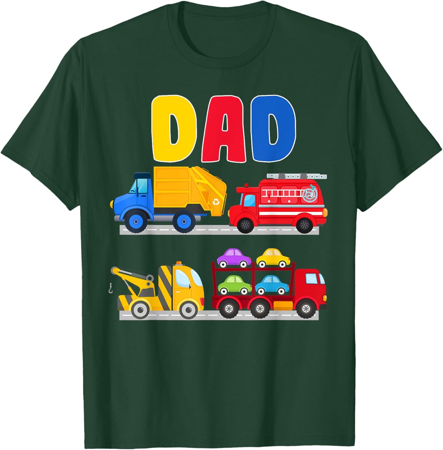 Dad of the Birthday Boy Transportation Vehicles Trucks Cars T-Shirt - T-Shirt | Forest