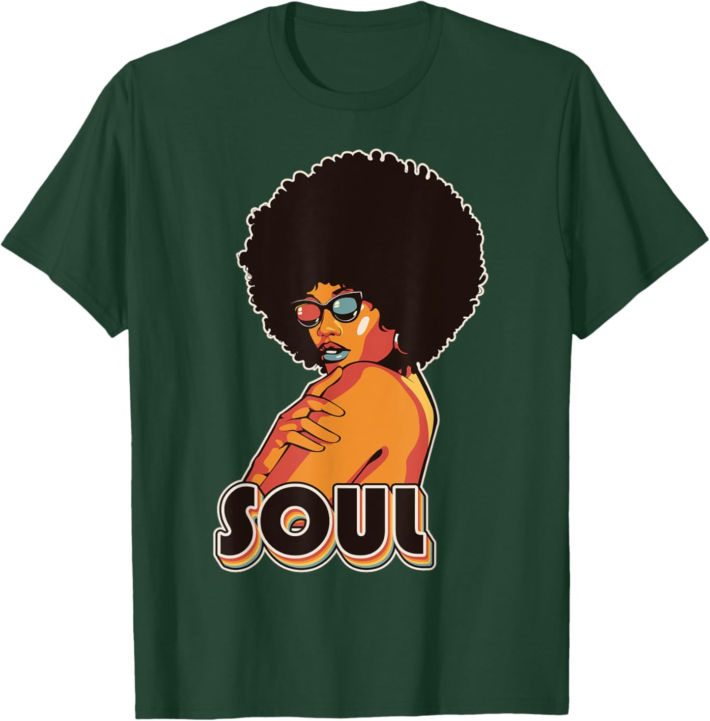 Artsy Funk Vintage 70s Costume Afro Soul Music Fan T-Shirt - T-Shirt | Forest