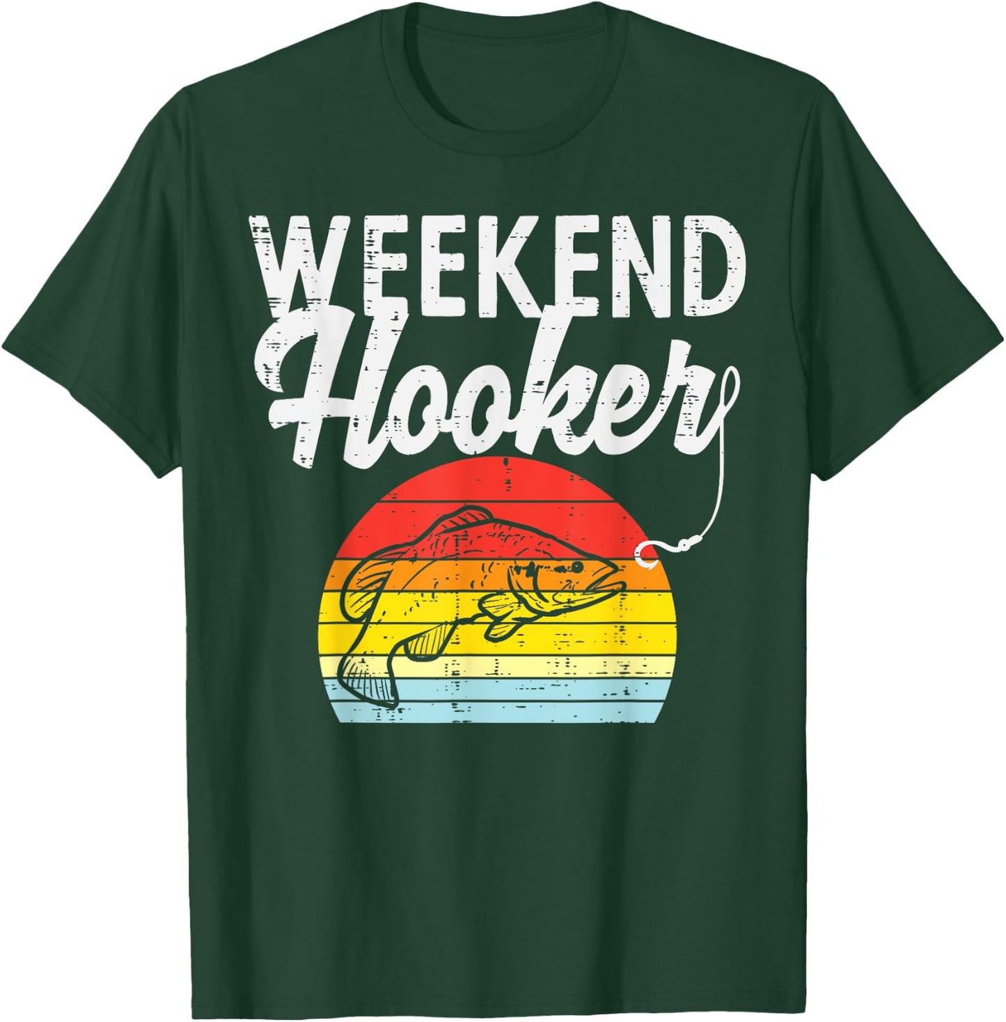 Weekend Hook Retro Bass Fish Fishing Fisherman Men Gift T-Shirt - T-Shirt | Forest