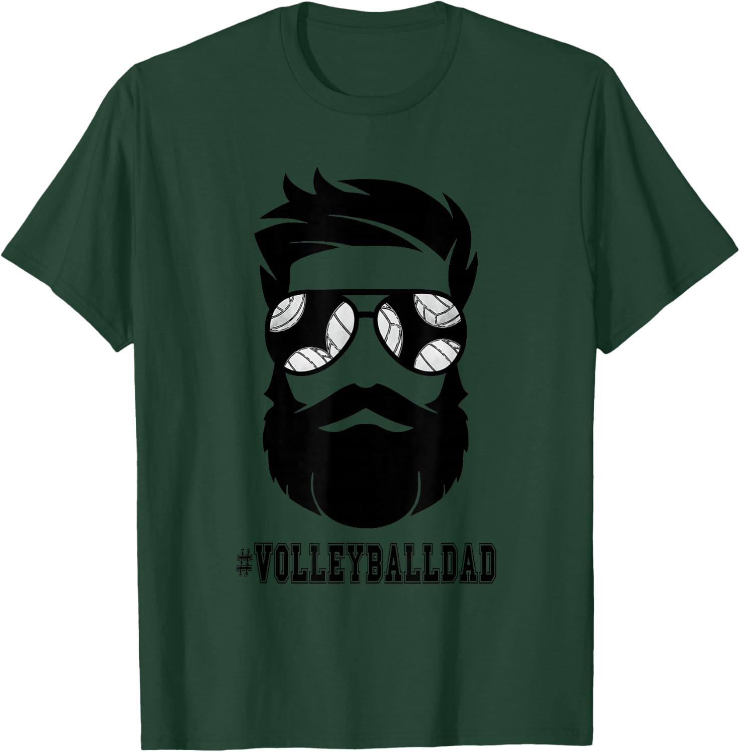 Volleyball Dad With Beard And Cool Sunglasses T-Shirt - T-Shirt | Forest