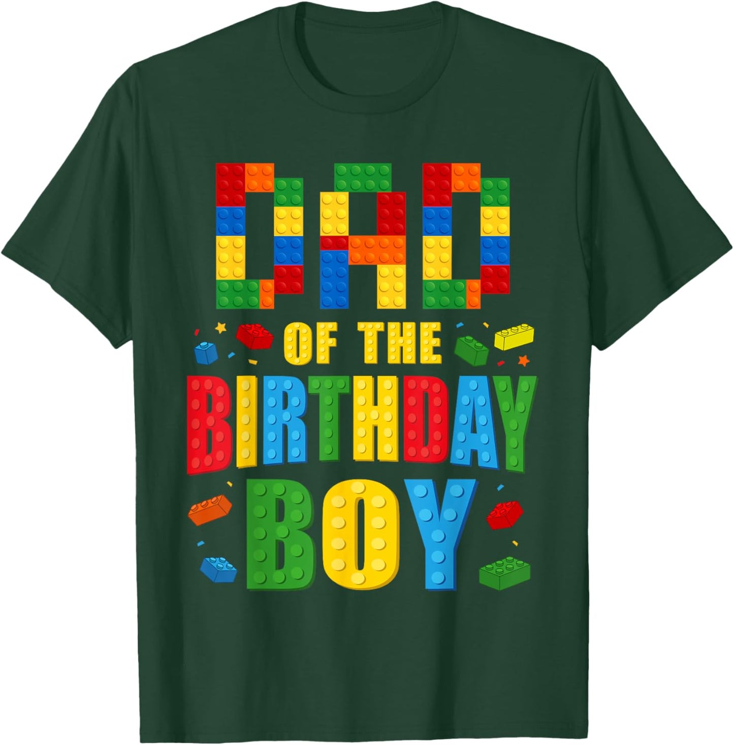 Dad Of The Birthday Boy Building Blocks Bricks Builder T-Shirt - T-Shirt | Forest