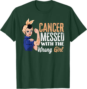 Cancer Messed With The Wrong Girl Uterine Cancer Awareness T-Shirt - T-Shirt | Forest