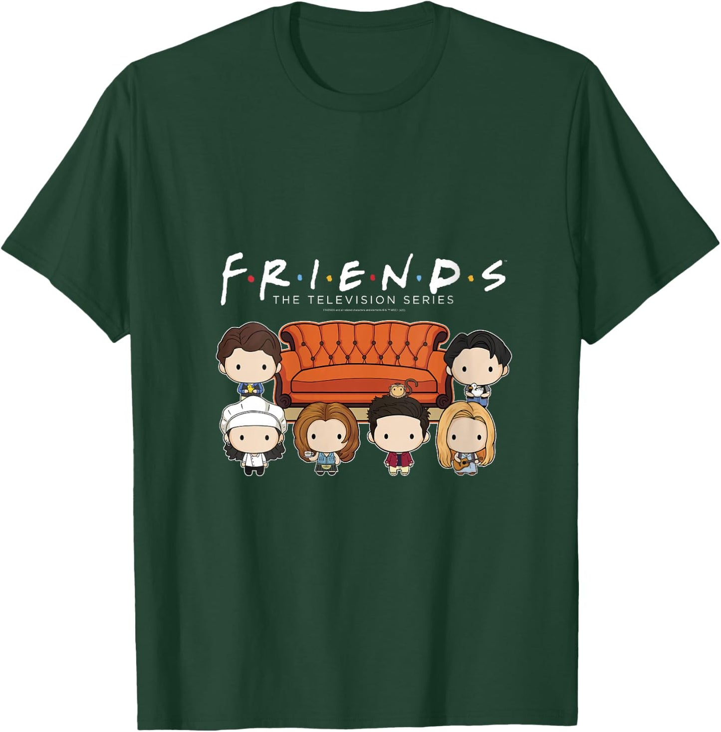 Friends Chibi Characters Central Perk Coffee Shop Group Shot V-Neck T-Shirt - T-Shirt | Forest