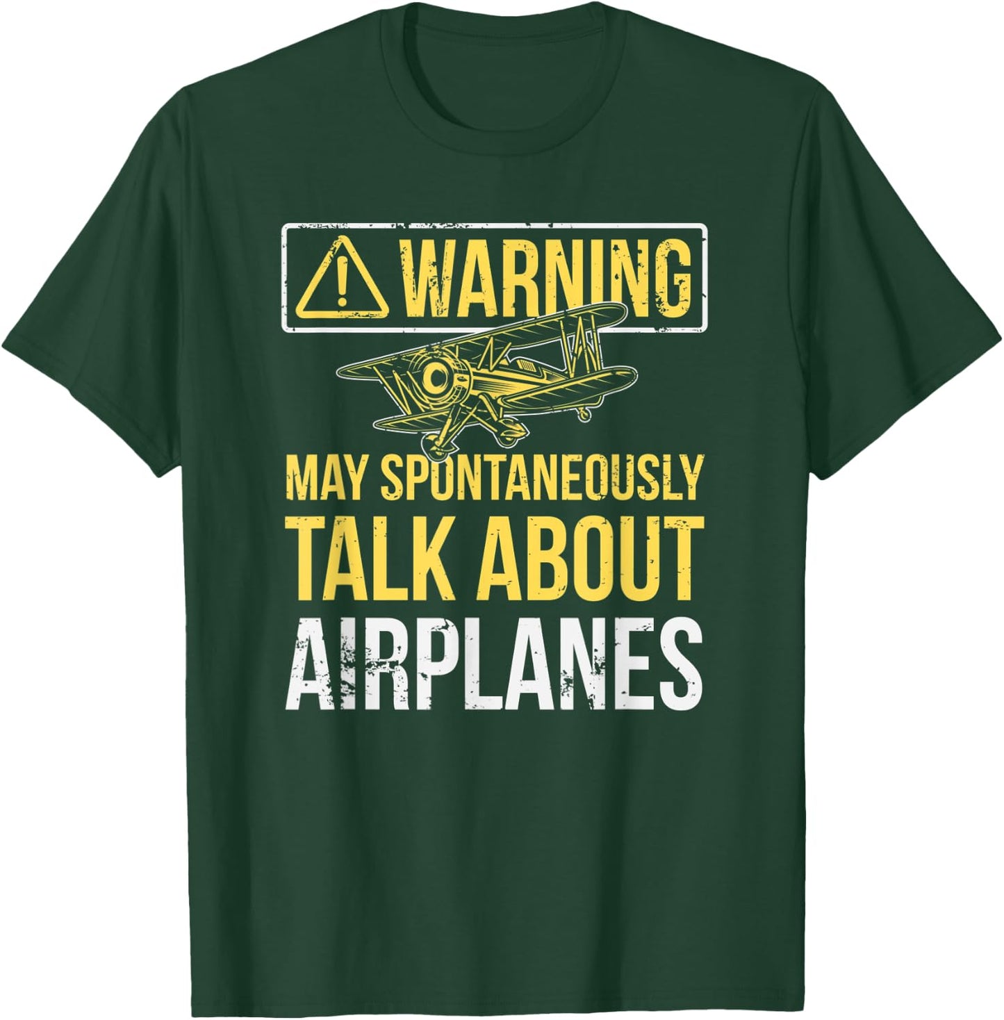 Warning May Spontaneously Talk About Airplanes Funny Pilot T-Shirt - T-Shirt | Forest