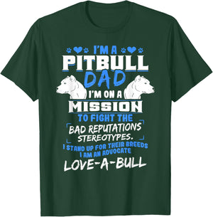 Pitbull Pit Bull Terrier Owner Dog Lover Dad Breeders Daddy Men Women T-Shirt - T-Shirt | Forest