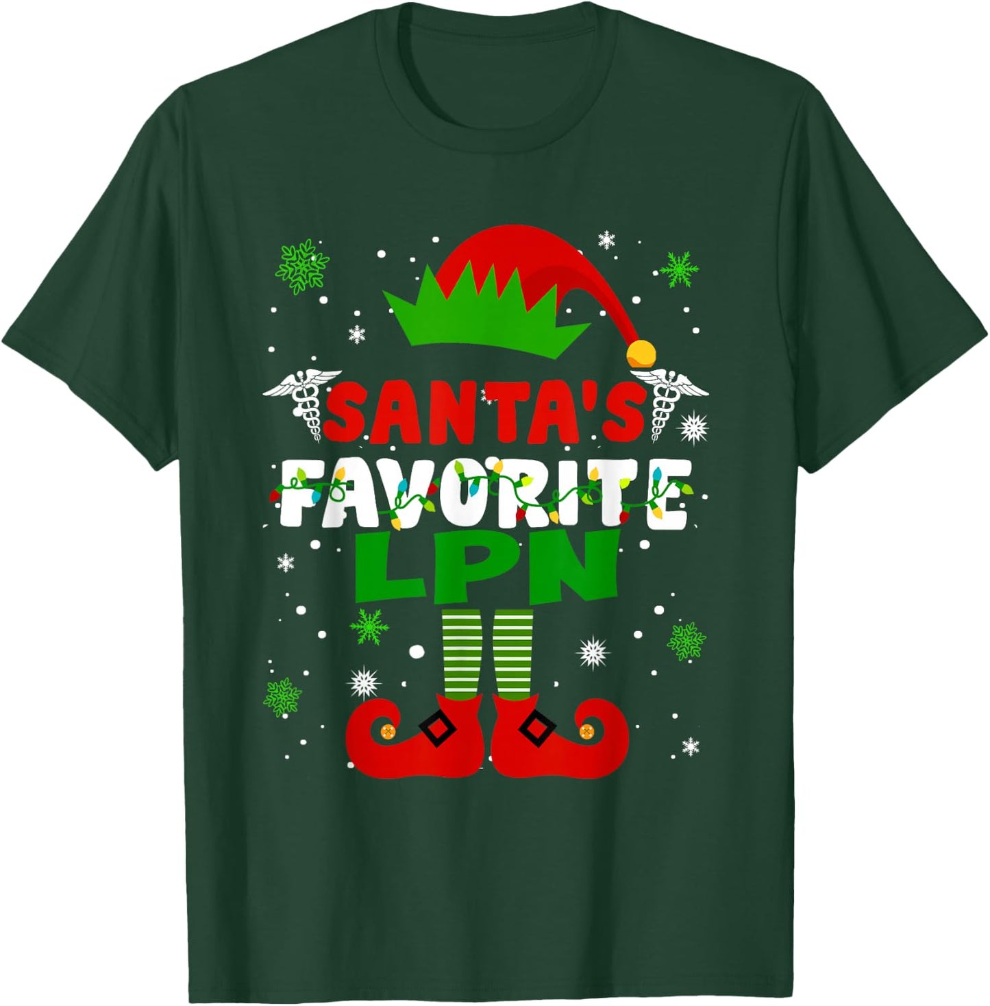 Santa's Favorite LPN Funny Christmas Gifts T-Shirt - T-Shirt | Forest