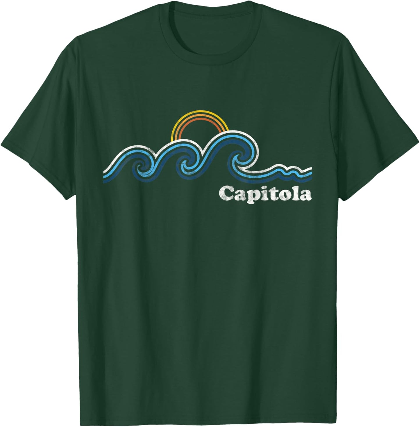 Capitola California CA Sufing Waves Sunset Vintage T-Shirt - T-Shirt | Forest