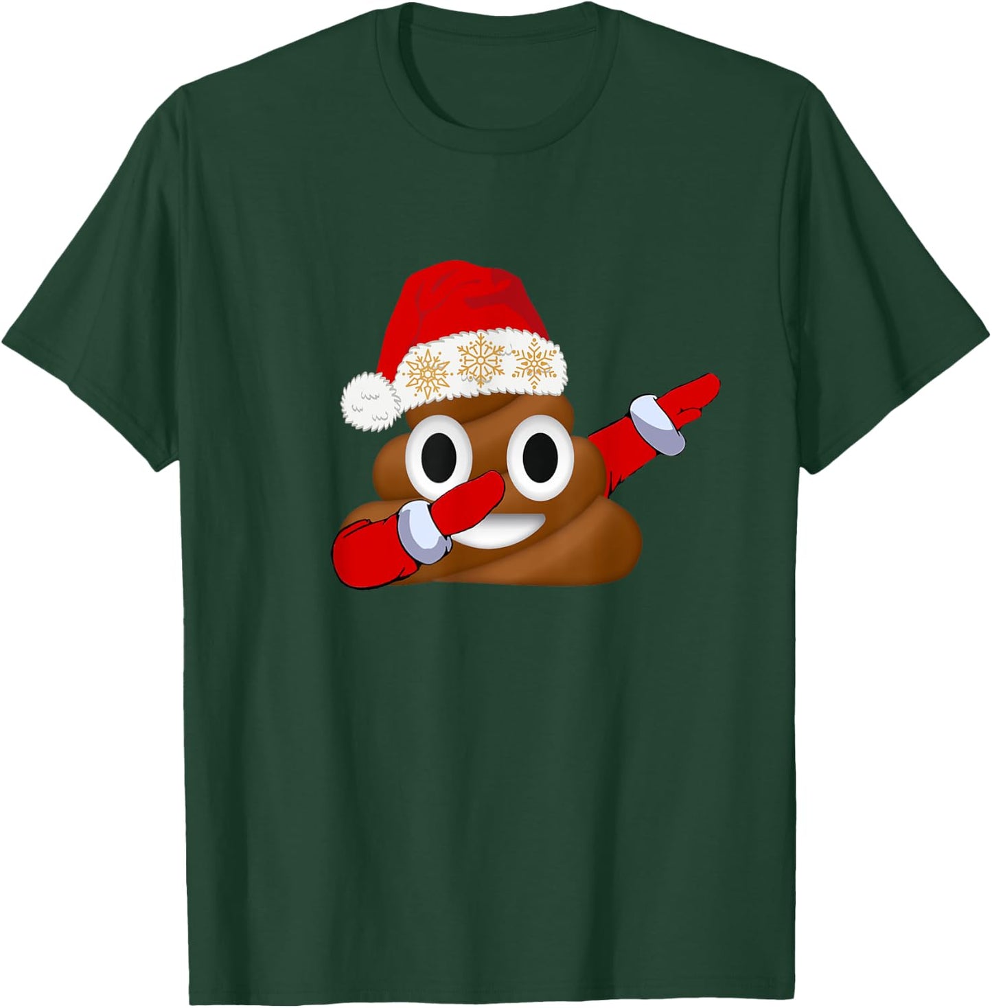Funny Christmas Dabbing Poop with Santa Hat and Snowflakes T-Shirt - T-Shirt | Forest