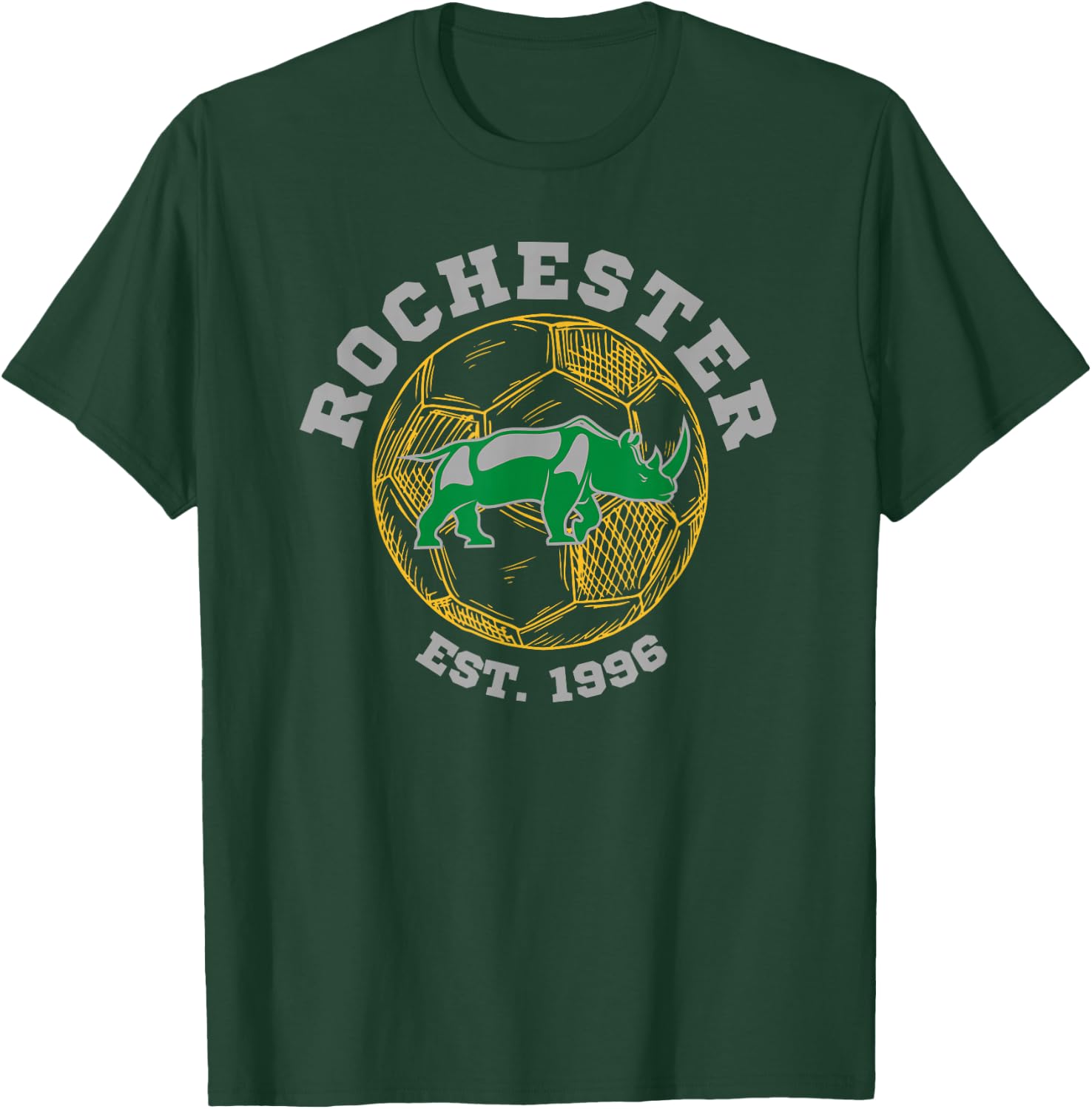 Rochester Soccer Est 1996 Sports Team Athletic Novelty Rhino T-Shirt - T-Shirt | Forest