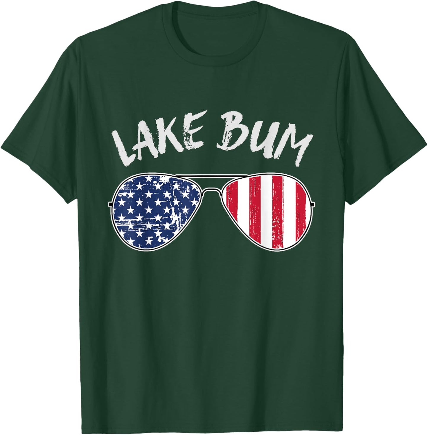 Retro Patriotic Lake Bum 4th of July Summer Sunglasses T-Shirt - T-Shirt | Forest