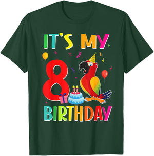Its My 8th Birthday Parrot Bird Lover 8 Years Old T-Shirt - T-Shirt | Forest