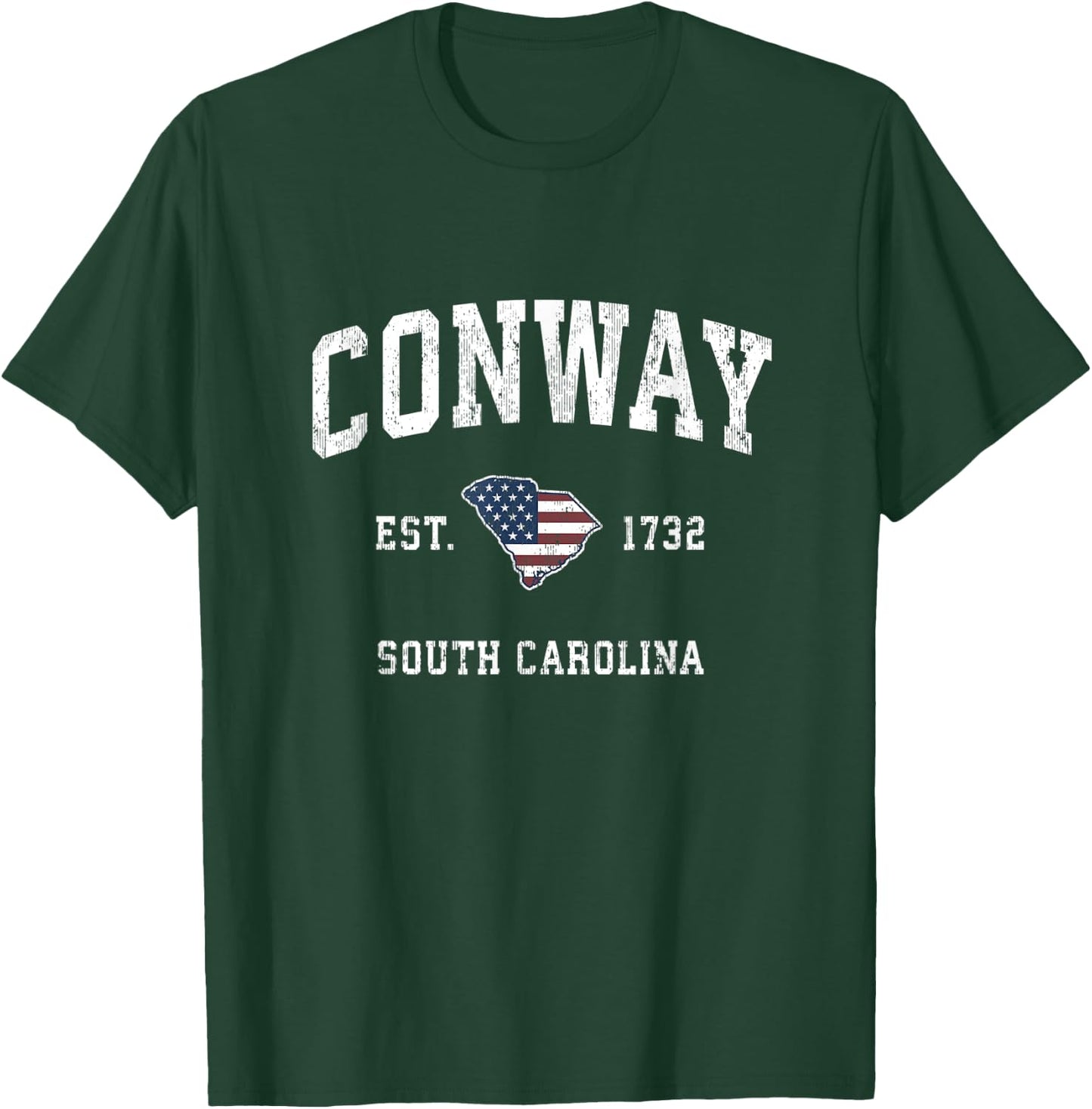 Conway South Carolina SC Vintage American Flag Sports Design Kids Men T-Shirt - T-Shirt | Forest
