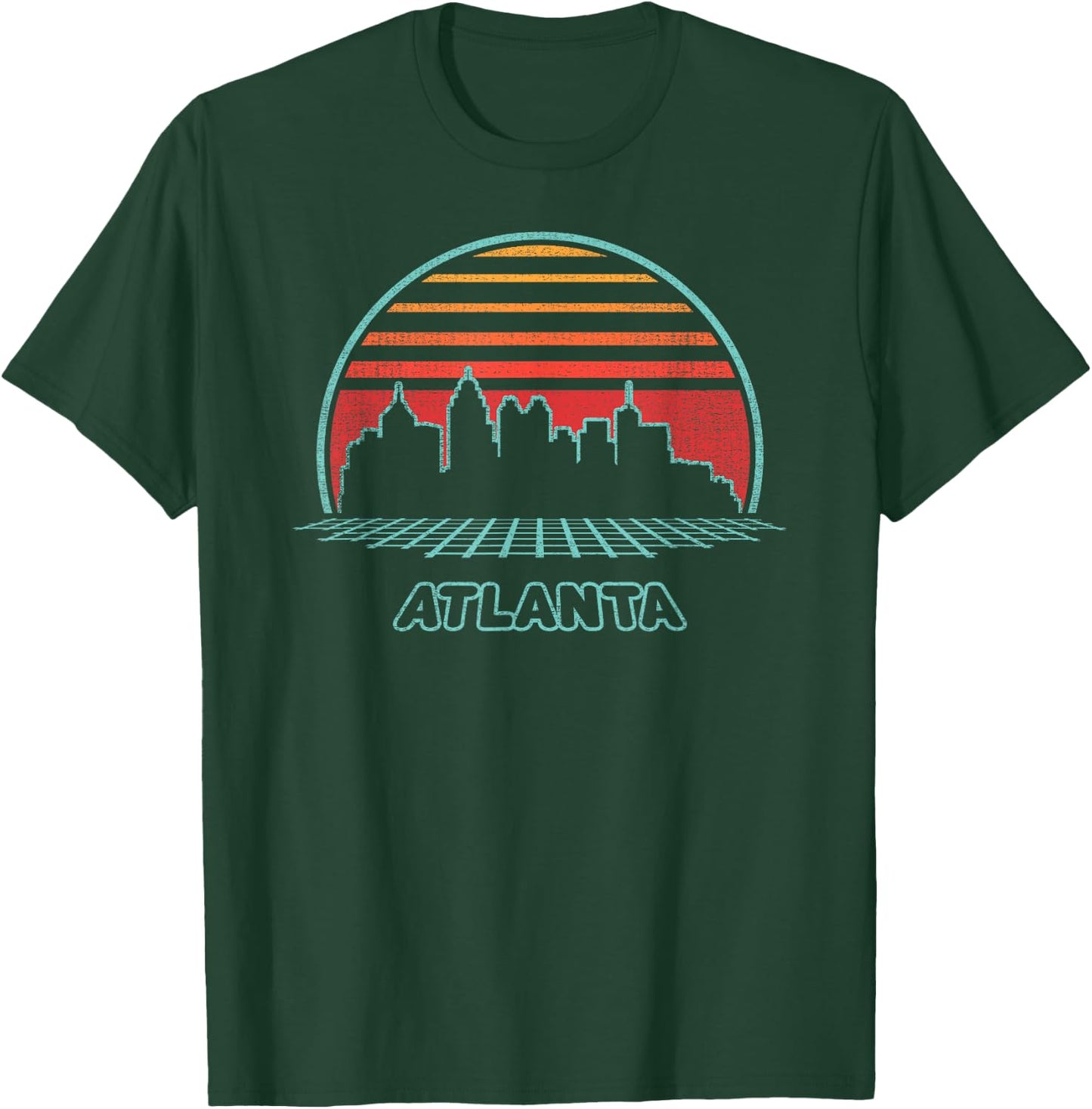 Atlanta City Skyline Retro 80s Style Souvenir Gift T-Shirt - T-Shirt | Forest