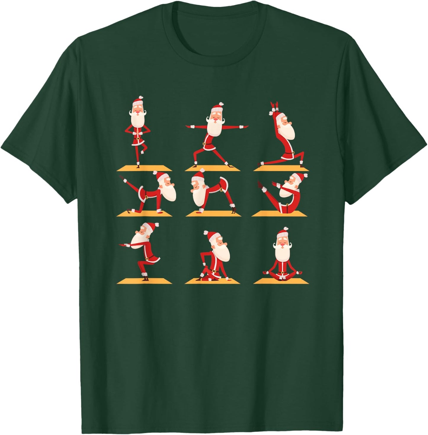 Santa Doing Yoga Exercises Poses Meditation Christmas Yoga T-Shirt - T-Shirt | Forest