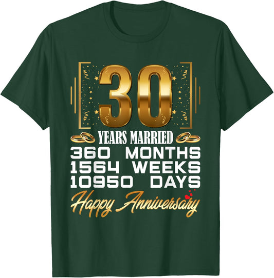 30 Years Married - Funny 30th Wedding Anniversary Couple T-Shirt - T-Shirt | Forest
