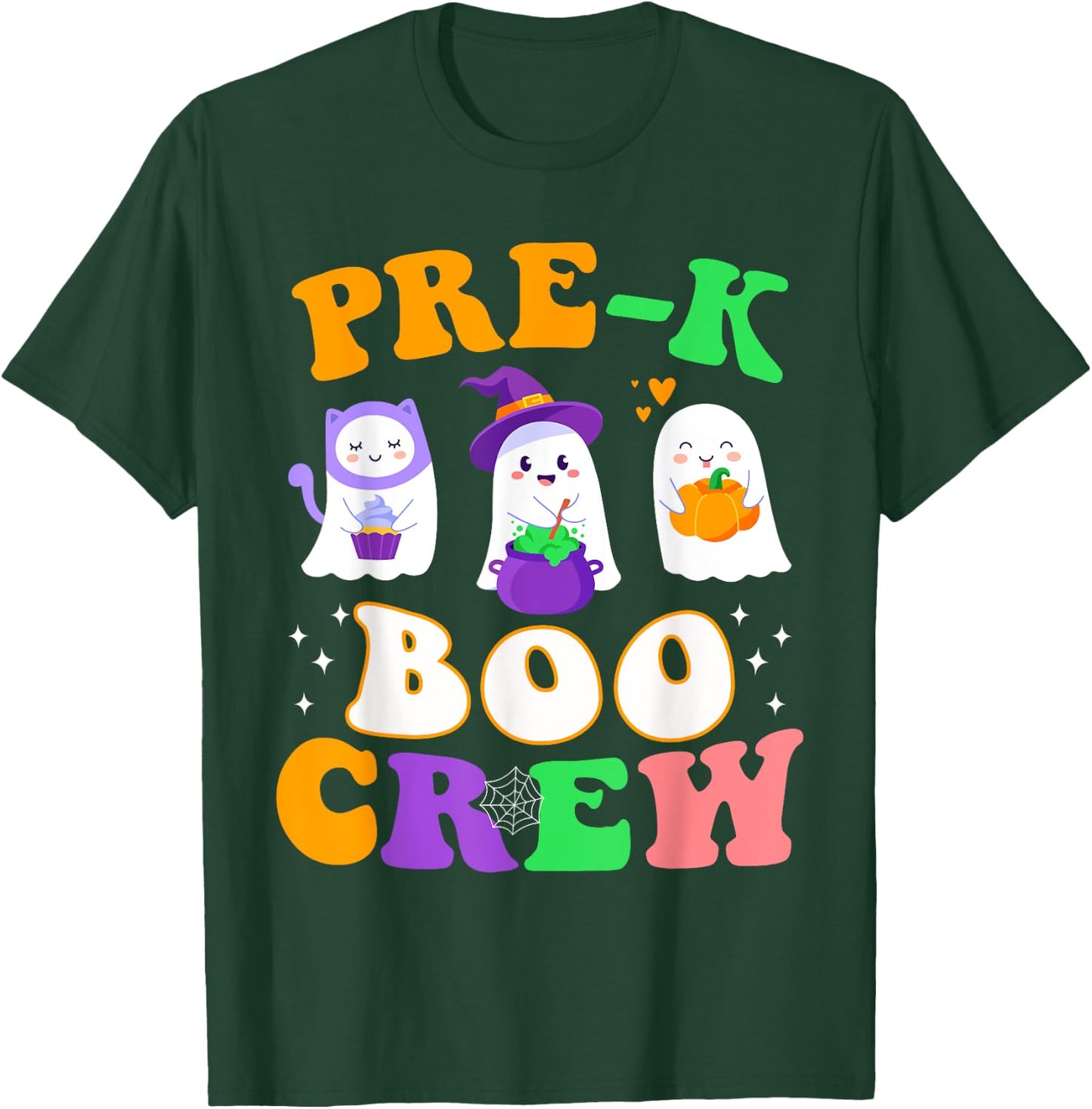 Pre-K Boo Crew Cute Ghost Halloween Costume Teacher Student Women Kids T-Shirt - T-Shirt | Forest