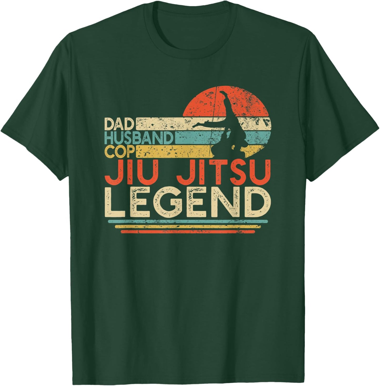 Dad Husband Cop Jiu Jitsu Legend | Police Officer JiuJitsu T-Shirt - T-Shirt | Forest